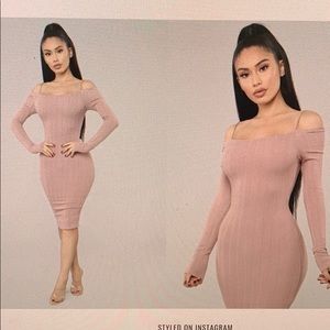 Fashion Nova Ribbed Mauve Dress